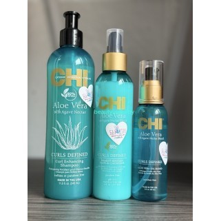 Набор для кудрявых Chi Aloe Vera Шампунь 340 мл + Масло 89 мл + Несмываемый кондиционер 177 мл