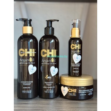 Набор восстанавливающий шампунь + кондиционер Chi Argan Oil по 340 мл + Маска Rejuvenating 237 мл + масло 89 мл