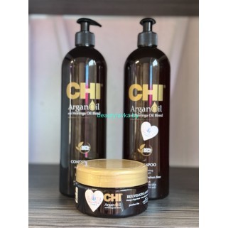 Набор восстанавливающий шампунь + кондиционер Chi Argan Oil по 739 мл + Маска Rejuvenating 237 мл