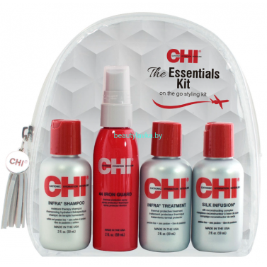 Дорожный набор CHI INFRA THE ESSENTIAL Travel Kit шампунь 59 мл + кондиционер 59 мл + сыворотка 59 мл + спрей-термозащита 59 мл