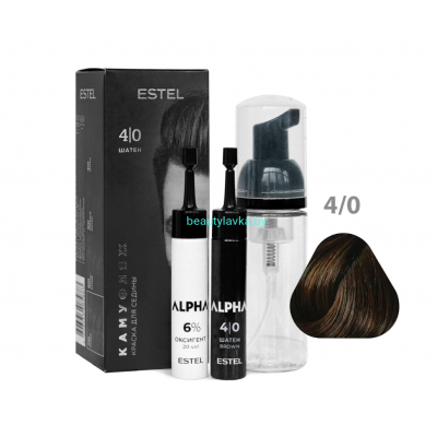 Краска-камуфляж ESTEL ALPHA 4/0 Шатен (Ампула с краской, оксигент 6%,пенообразователь)