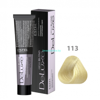 Краска-уход ESTEL De Luxe 113 пепельно-золотистый блондин ультра (High blond) 60 мл