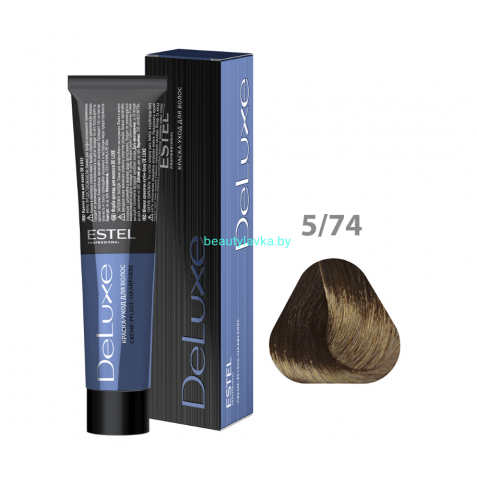 Краска-уход ESTEL De Luxe 5/74 светлый шатен коричнево-медный 60 мл