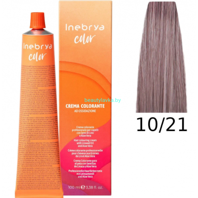 Inebrya Крем-краситель для волос с экстрактами семени льна и алоэ вера 10/21 светлый блонд перламутрово-пепельный 100мл