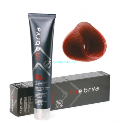 Inebrya Крем-краситель для волос с экстрактами семени льна и алоэ вера 6/6 темно-русый огненно-рыжий 100мл