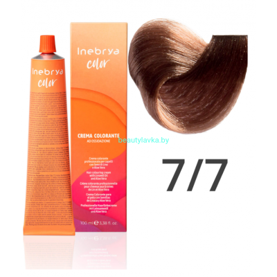 Inebrya Крем-краситель для волос с экстрактами семени льна и алоэ вера 7/7 Блонд коричневый 100мл