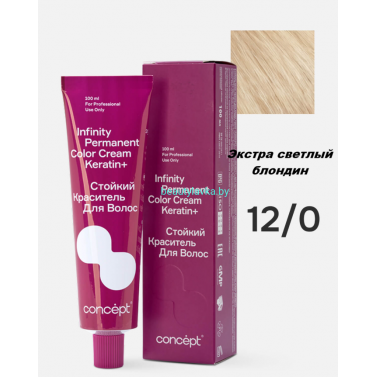 Краска Infinity Permanent Color Cream Keratin 12.0 экстра светлый блондин 100 мл