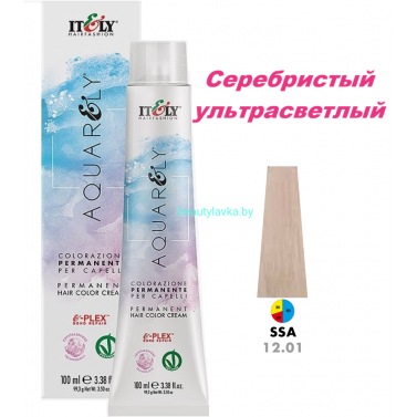 Кремообразный краситель Itely Aquarely E-plex комплексом 12.01 ультрасветлый серебристый 100 мл