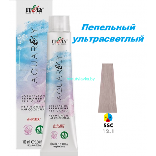 Кремообразный краситель Itely Aquarely E-plex комплексом 12.1 пепельный ультрасветлый 100 мл