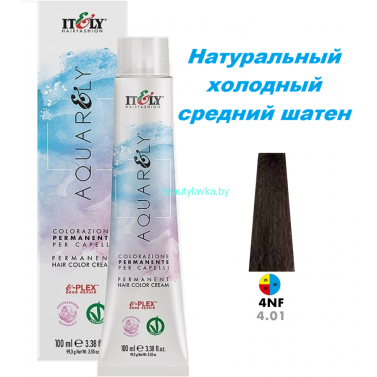 Кремообразный краситель Itely Aquarely E-plex комплексом 4.01 натуральный холодный средний шатен 100 мл
