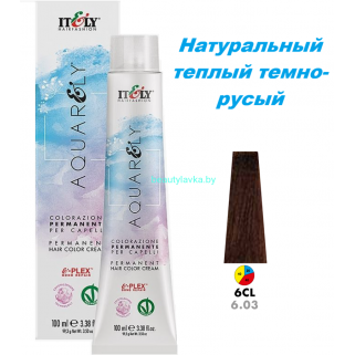 Кремообразный краситель Itely Aquarely E-plex комплексом 6.03 натуральный теплый темно-русый 100 мл