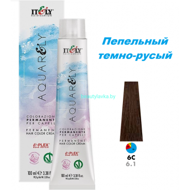 Кремообразный краситель Itely Aquarely E-plex комплексом 6.1 пепельный темно-русый 100 мл