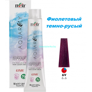 Кремообразный краситель Itely Aquarely E-plex комплексом 6.6 фиолетовый темно-русый 100 мл