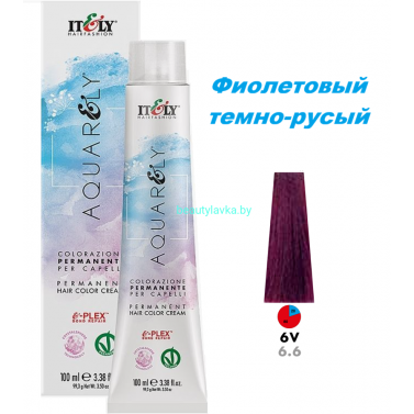 Кремообразный краситель Itely Aquarely E-plex комплексом 6.6 фиолетовый темно-русый 100 мл