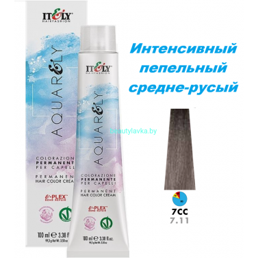 Кремообразный краситель Itely Aquarely E-plex комплексом 7.11 интенсивный пепельный средне-русый 100 мл