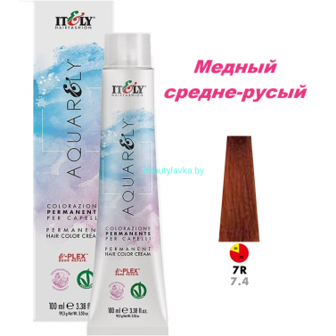 Кремообразный краситель Itely Aquarely E-plex комплексом 7.4 медный средне-русый 100 мл