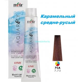 Кремообразный краситель Itely Aquarely E-plex комплексом 7.73 карамельный средне-русый 100 мл