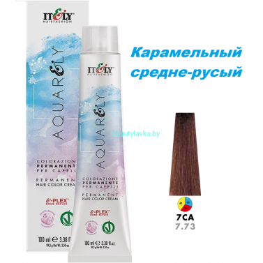 Кремообразный краситель Itely Aquarely E-plex комплексом 7.73 карамельный средне-русый 100 мл