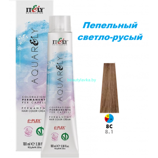Кремообразный краситель Itely Aquarely E-plex комплексом 8.1 пепельный светло-русый 100 мл