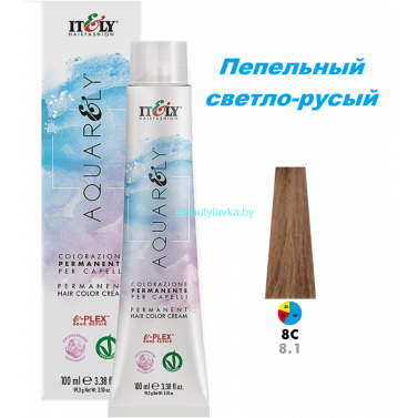 Кремообразный краситель Itely Aquarely E-plex комплексом 8.1 пепельный светло-русый 100 мл