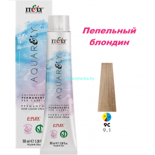 Кремообразный краситель Itely Aquarely E-plex комплексом 9.1 пепельный блондин 100 мл