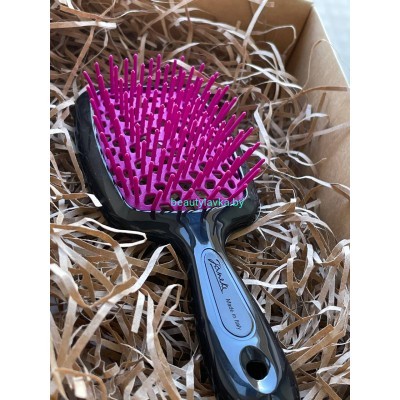 Щетка для волос маленькая черная с малиновыми зубчиками Janeke Superbrush Fuxia