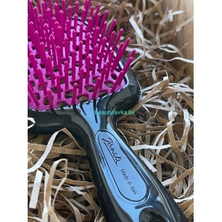 Щетка для волос маленькая черная с малиновыми зубчиками Janeke Superbrush Fuxia