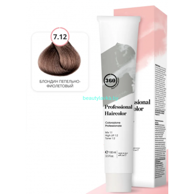 Крем-краска 360 Kaaral 7.12 блондин пепельно-фиолетовый 100мл