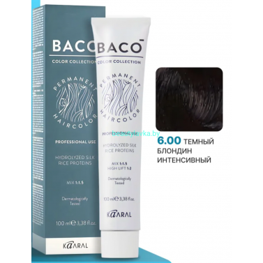 Крем-краска для волос Kaaral Baco 6.00 темный блондин интенсивный 100мл