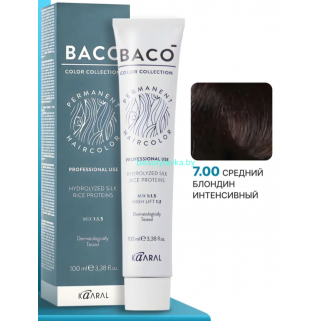 Крем-краска для волос Kaaral Baco 7.00 средний блондин интенсивный 100мл