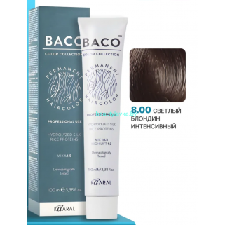 Крем-краска для волос Kaaral Baco 8.00 светлый блондин интенсивный 100мл