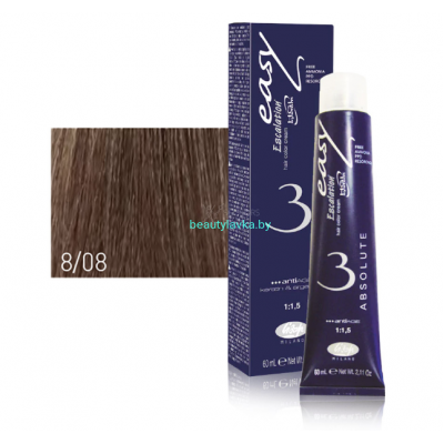 Перманентный безаммиачный краситель для волос 8/08 Lisap Escalation Easy Absolute-3 60 мл