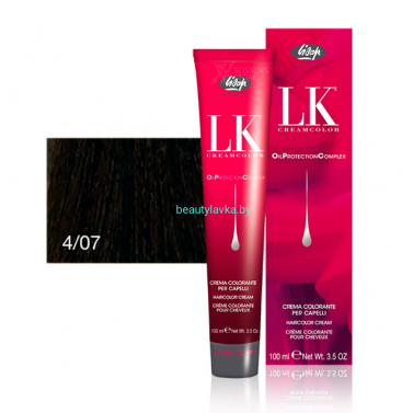 Перманентный краситель для волос Lisap LK OPC Oil Protection Complex 4/07 100 мл