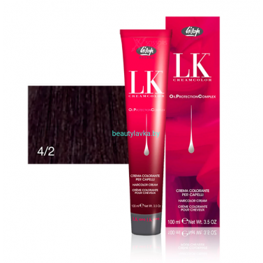 Перманентный краситель для волос Lisap LK OPC Oil Protection Complex 4/2 100 мл