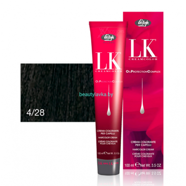 Перманентный краситель для волос Lisap LK OPC Oil Protection Complex 4/28 100 мл