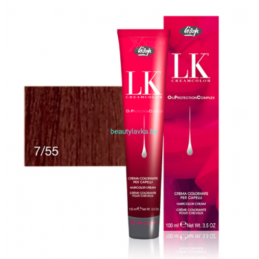 Перманентный краситель для волос Lisap LK OPC Oil Protection Complex 7/55 100 мл