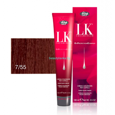 Перманентный краситель для волос Lisap LK OPC Oil Protection Complex 7/55 100 мл