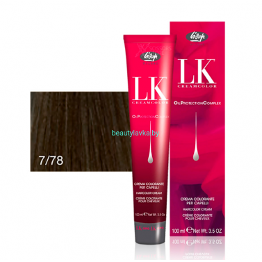 Перманентный краситель для волос Lisap LK OPC Oil Protection Complex 7/78 100 мл