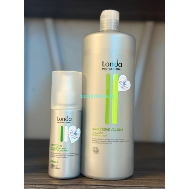 Набор Londa Professional Шампунь для волос Londa Professional Impressive Volume (1л) + Лосьон для укладки волос Londa Professional Protect It Теплозащитный Легкая фиксация (150мл)