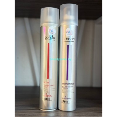 Набор Londa Professional Лак для укладки волос Londa Professional Fix It Сильной фиксации (500мл) + Пенка для укладки волос Londa Professional Dramatize It экстрасильной фиксации (500мл)