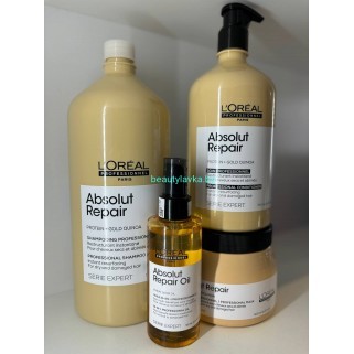 Набор для восстановления L'Oreal Professionnel Absolut Repair шампунь 300 мл + кондиционер 200 мл + маска 500 мл + масло 90 мл