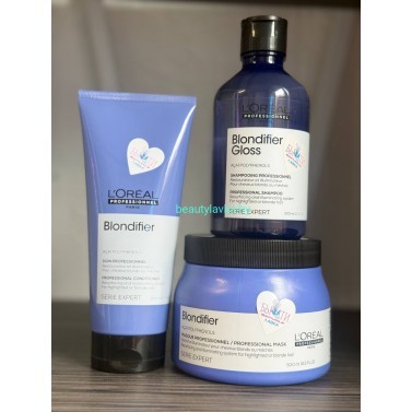 Набор для осветленных и мелированных L'Oreal Professionnel Blondifier Gloss шампунь 300 мл + маска 500 мл + кондиционер 200 мл