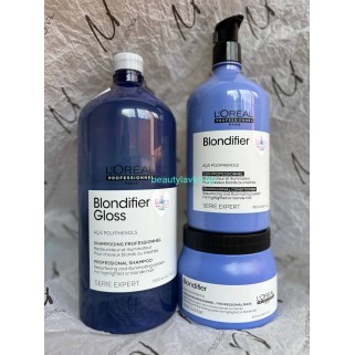 Набор для осветленных и мелированных L'Oreal Professionnel Blondifier Gloss шампунь 1500 мл + маска 500 мл + кондиционер 750 мл
