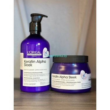 Маска + шампунь Для выпрямления L'Oreal Professionnel Keratin Alpha Sleek по 500 мл