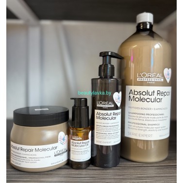 Набор для восстановления L'Oreal Professionnel Absolut Repair Molecular Сыворотка 250 мл + Шампунь 1500 мл + Масло 30 мл + маска 500 мл