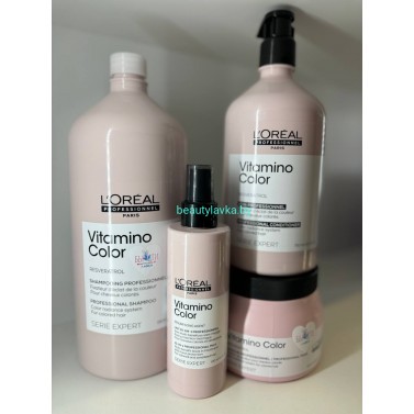Набор для окрашенных L'Oreal Professionnel Vitamino Color шампунь 1500 мл + кондиционер 750 мл + маска 500 мл + спрей 10 в 1 190 мл