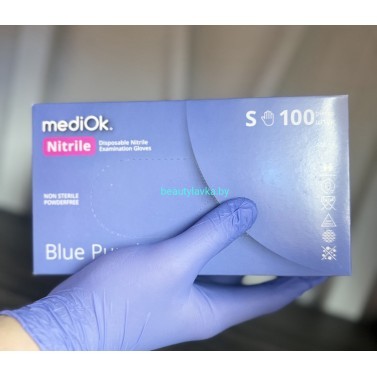 Перчатки нитриловые MediOK фиолетовые Размер S 100 штук (Камбоджа)