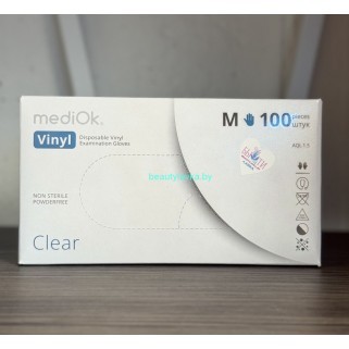 Перчатки виниловые MediOK прозрачные Размер M 100 штук