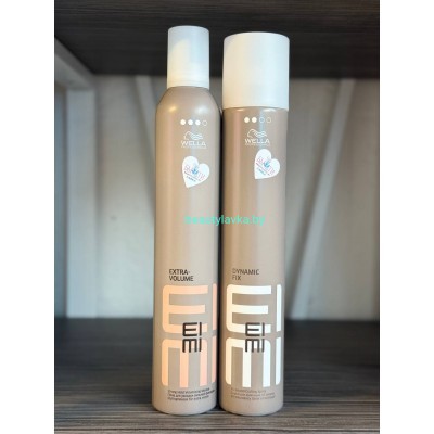 Набор Wella Professionals Пенка для укладки волос Eimi Extra Volume сильной фиксации (500мл) + Спрей для укладки волос Eimi Dynamic Fix (500мл)