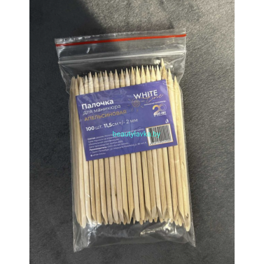 Палочка для маникюра апельсиновая 3,8*115мм, №100 White line